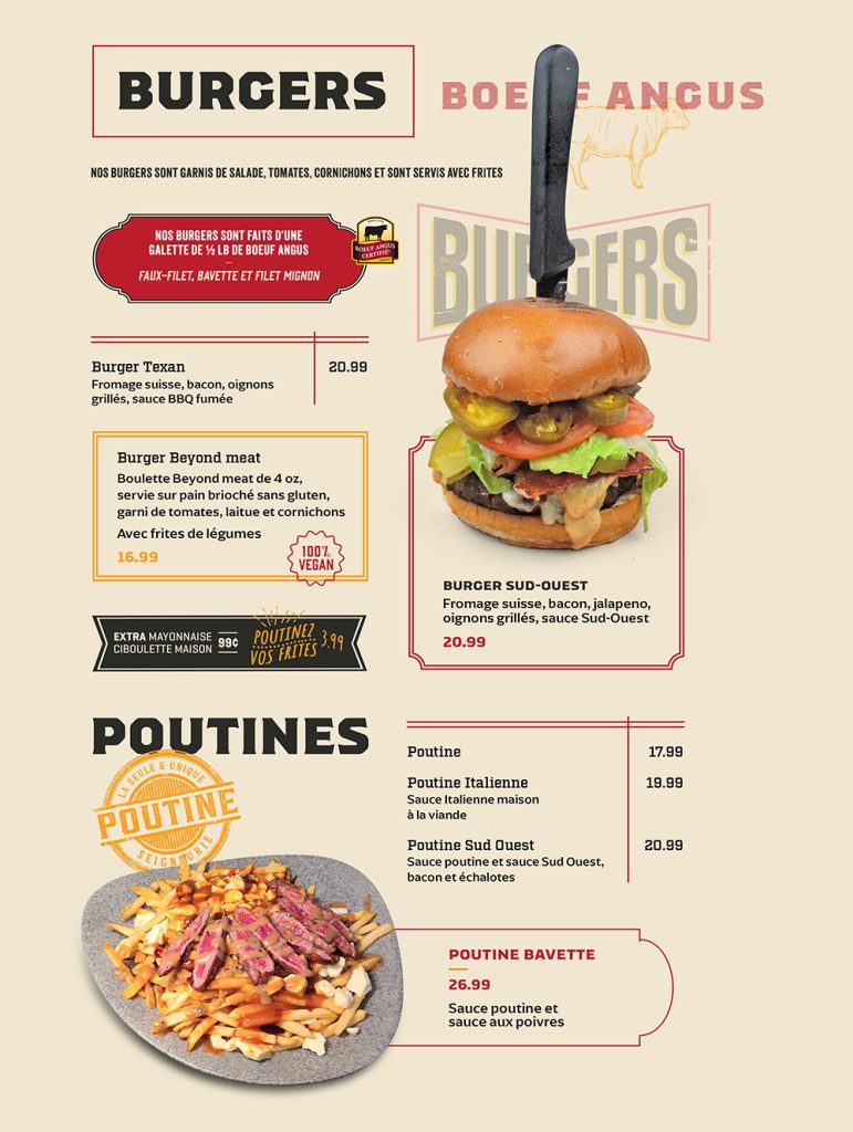 Burgers et poutines